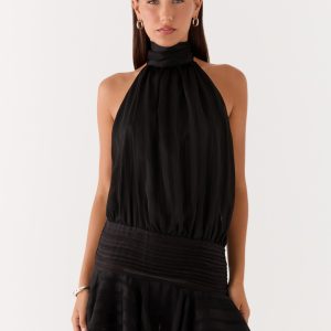 Willow Chiffon Mini Dress - Black