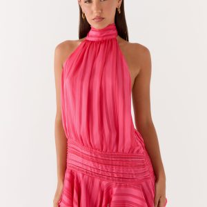 Willow Chiffon Mini Dress - Fuchsia