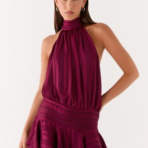 Willow Chiffon Mini Dress - Plum