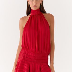 Willow Chiffon Mini Dress - Red