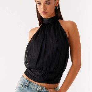 Willow Chiffon Top - Black