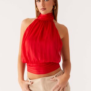 Willow Chiffon Top - Red