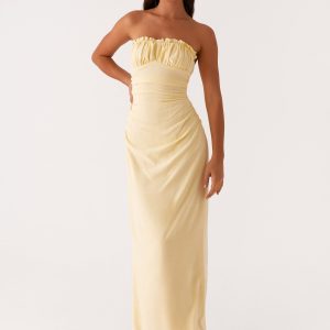 Xena Gathered Maxi Dress - Yellow