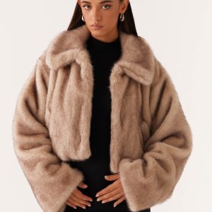 Yasmina Faux Fur Jacket - Beige