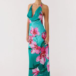 Yoon Beaded Cowl Maxi Dress - Petal Reef