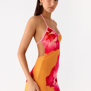 Yura Mini Dress - Orange Floral Spritz