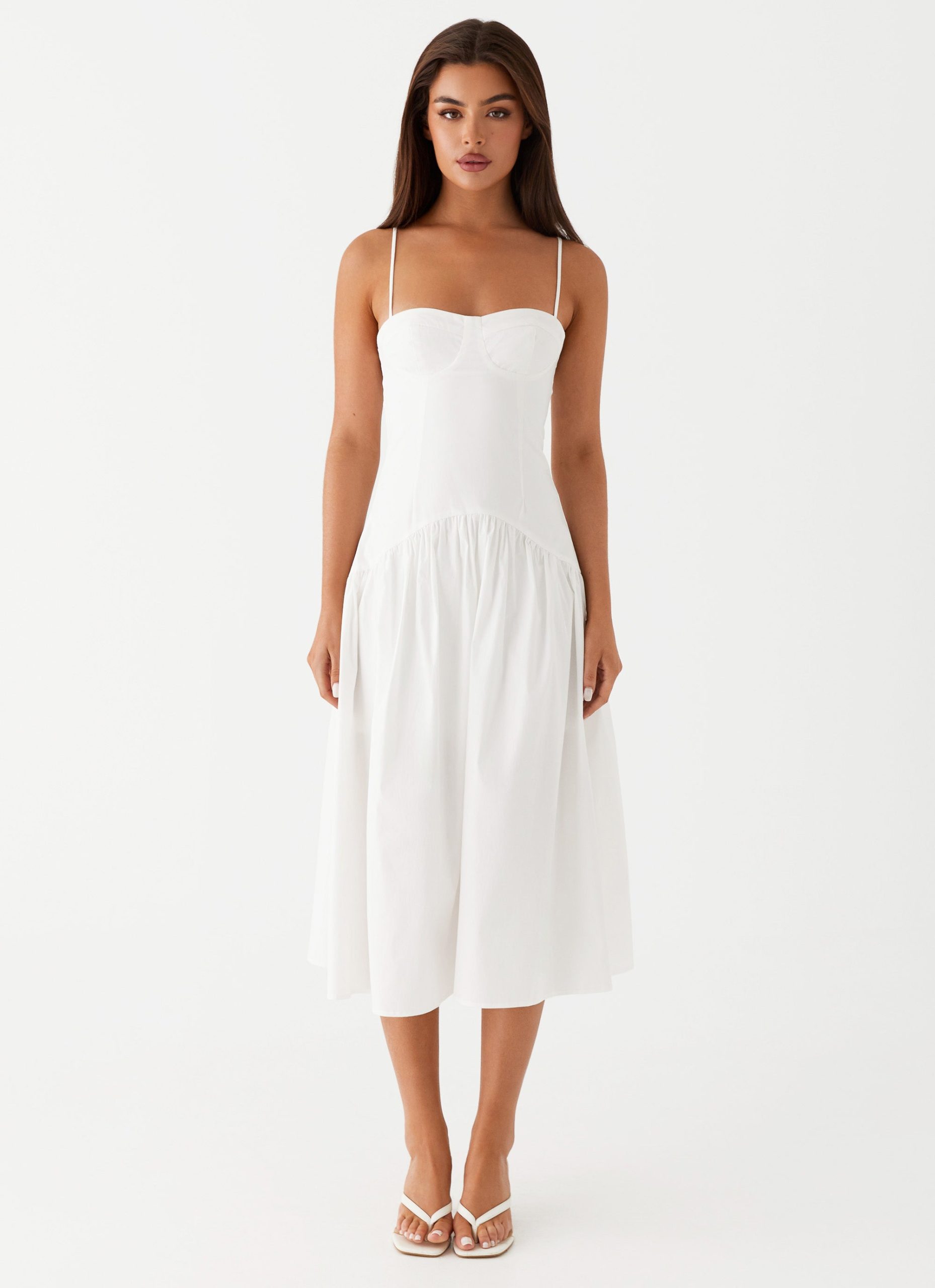 Yvette Corset Midi Dress - White - Image 2