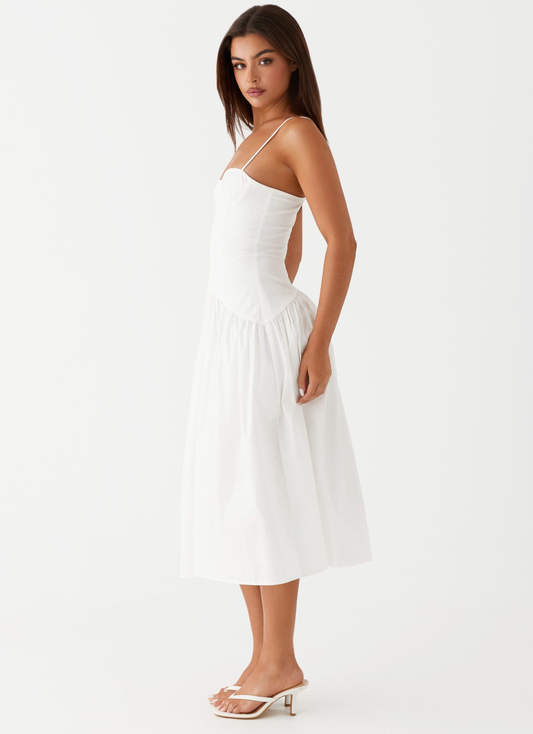 Yvette Corset Midi Dress - White - Image 3