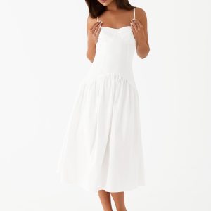 Yvette Corset Midi Dress - White