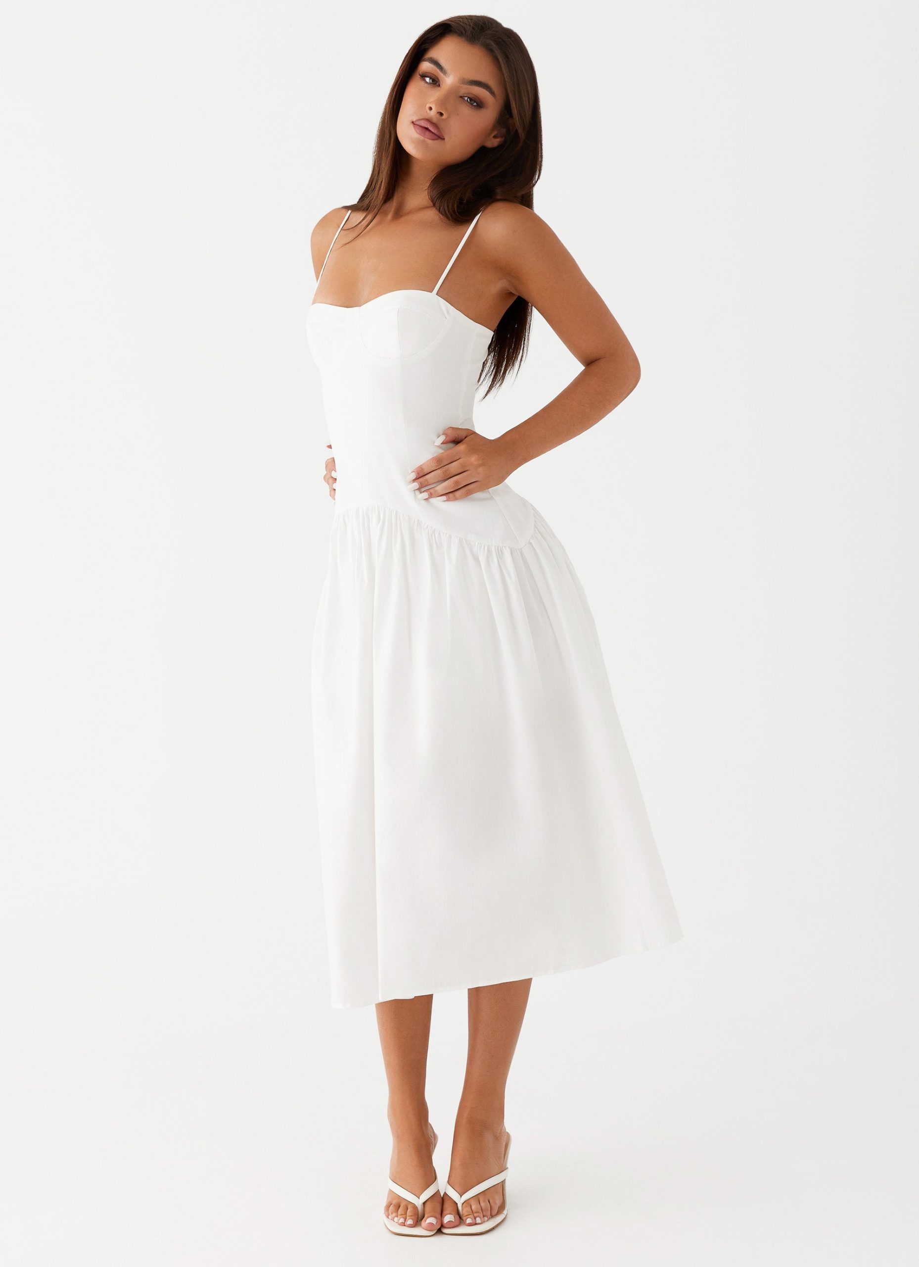 Yvette Corset Midi Dress - White - Image 5