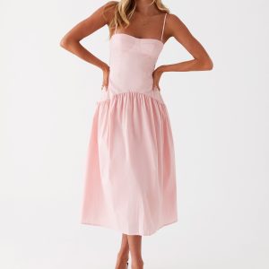 Yvette Corset Midi Dress - Pink