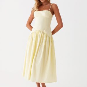 Yvette Corset Midi Dress - Yellow