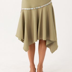 Zafira Midi Skirt - Pale Olive