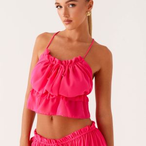 Zaya Backless Top - Fuchsia