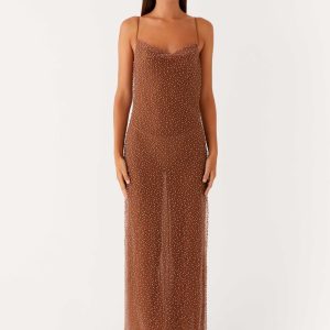 Zuella Beaded Maxi Dress - Chocolate