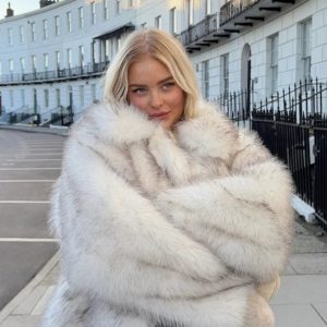 Novera Faux Fur Jacket - White Grey